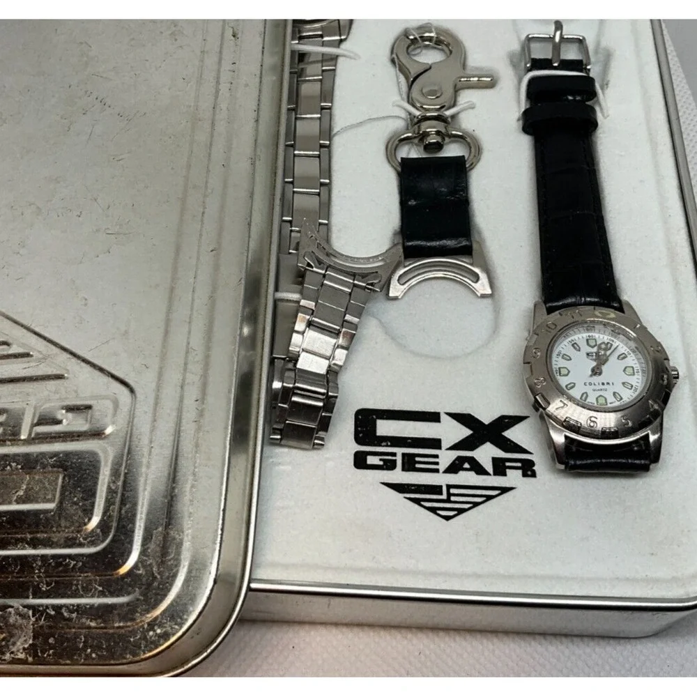Desirable CX Gear watch set by Colibri, original tin papers, new old stock, runs